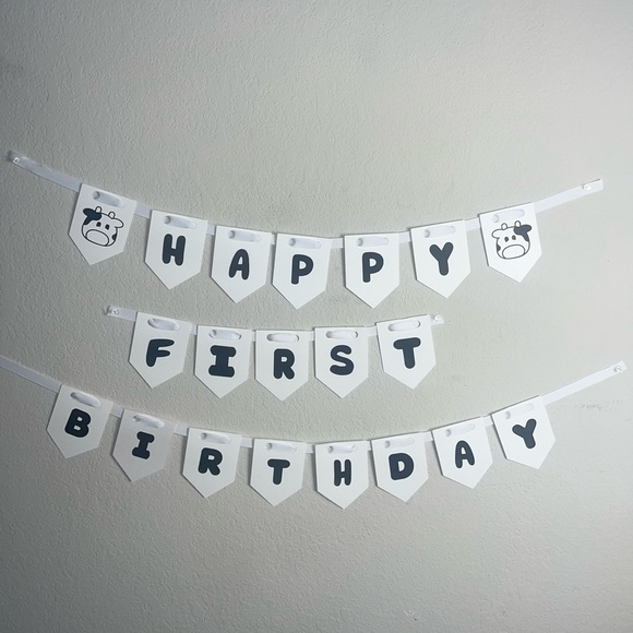 Happy First Birthday Banner Cow Themed 🐮 - Picture 4 of 4